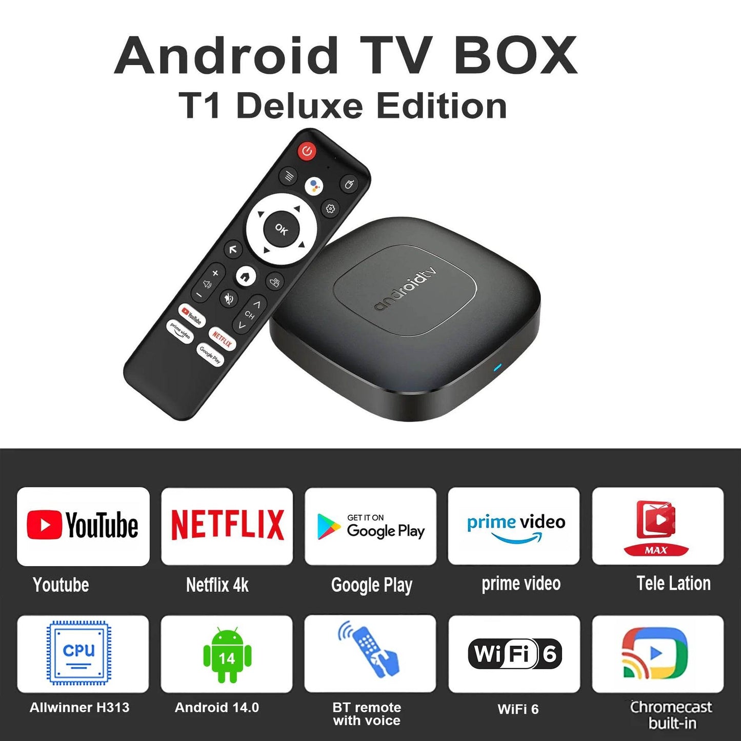 Global Version Mortal T1 Smart TV Box - 4K Streaming - Loja Manuel Coelho