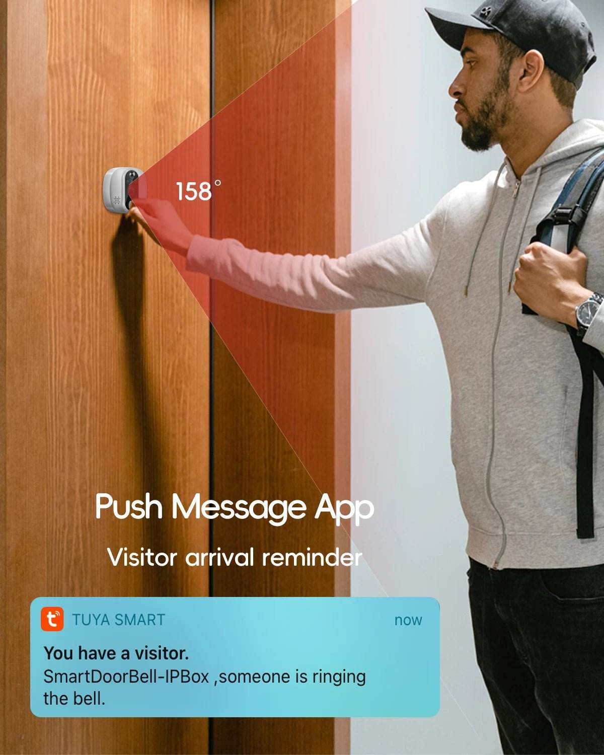 Jeatone Smart WiFi Video Peephole Doorbell Camera - Loja Manuel Coelho