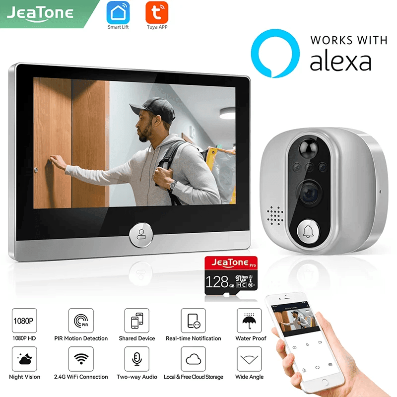 Jeatone Smart WiFi Video Peephole Doorbell Camera - Loja Manuel Coelho