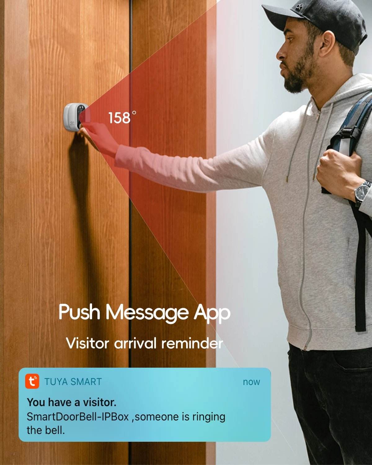 Jeatone Smart WiFi Video Peephole Doorbell Camera - Loja Manuel Coelho