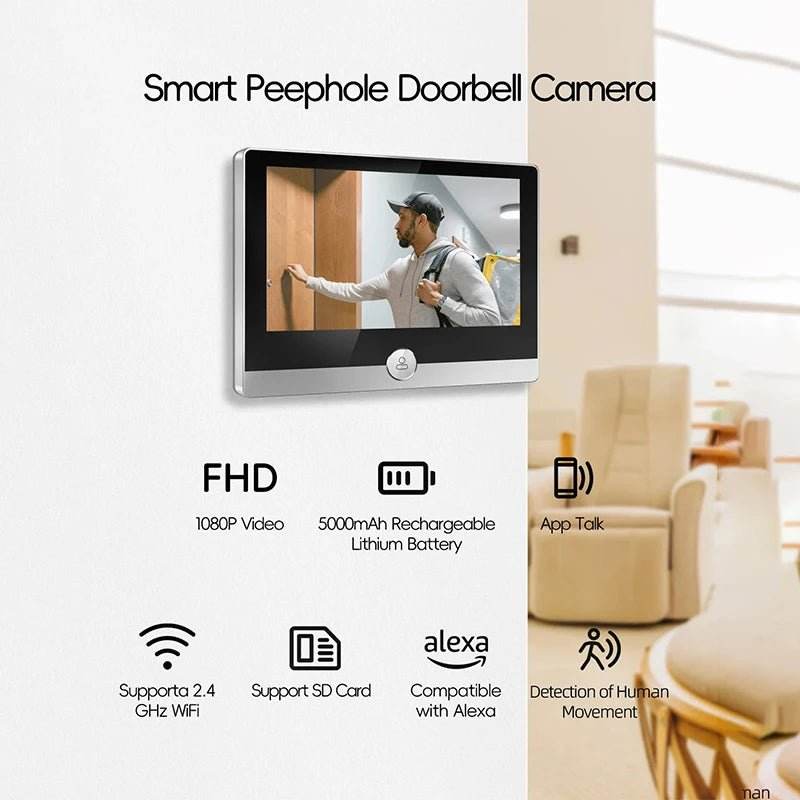 Jeatone Smart WiFi Video Peephole Doorbell Camera - Loja Manuel Coelho