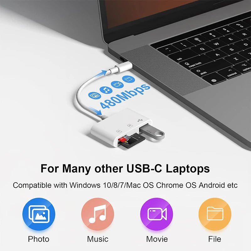 KUTOU 3 In 1 Adapter TF CF SD Memory Flash Card Reader USB Type C OTG - Loja Manuel Coelho