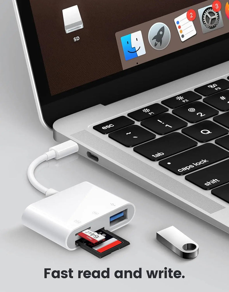KUTOU 3 In 1 Adapter TF CF SD Memory Flash Card Reader USB Type C OTG - Loja Manuel Coelho