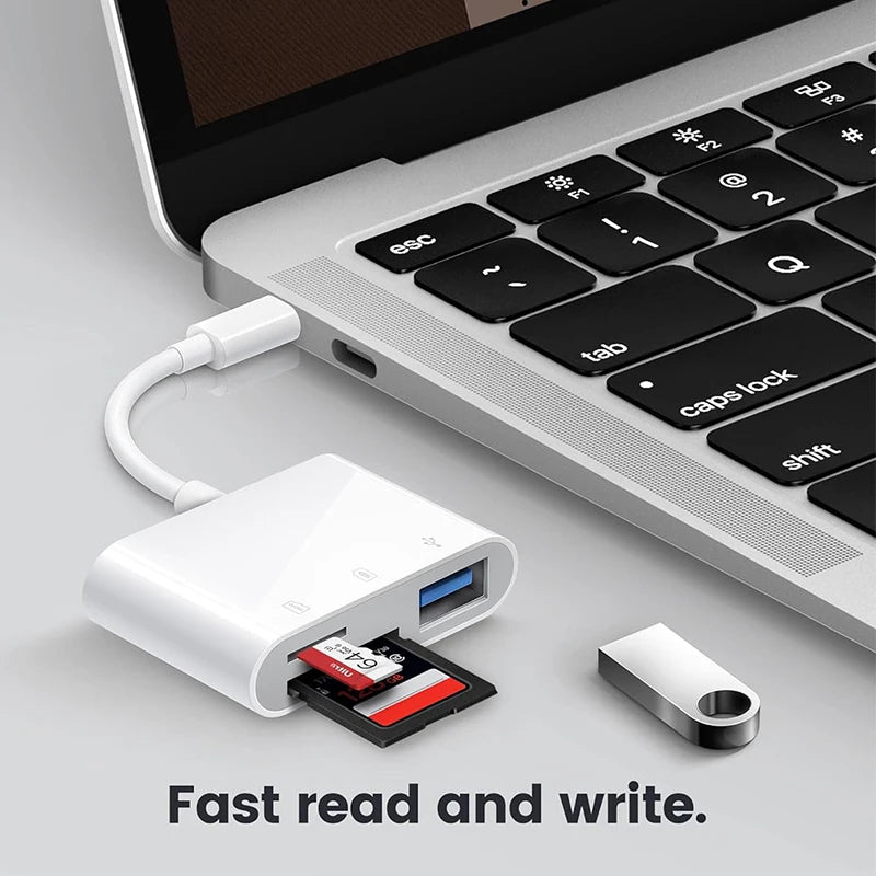 KUTOU 3 In 1 Adapter TF CF SD Memory Flash Card Reader USB Type C OTG - Loja Manuel Coelho
