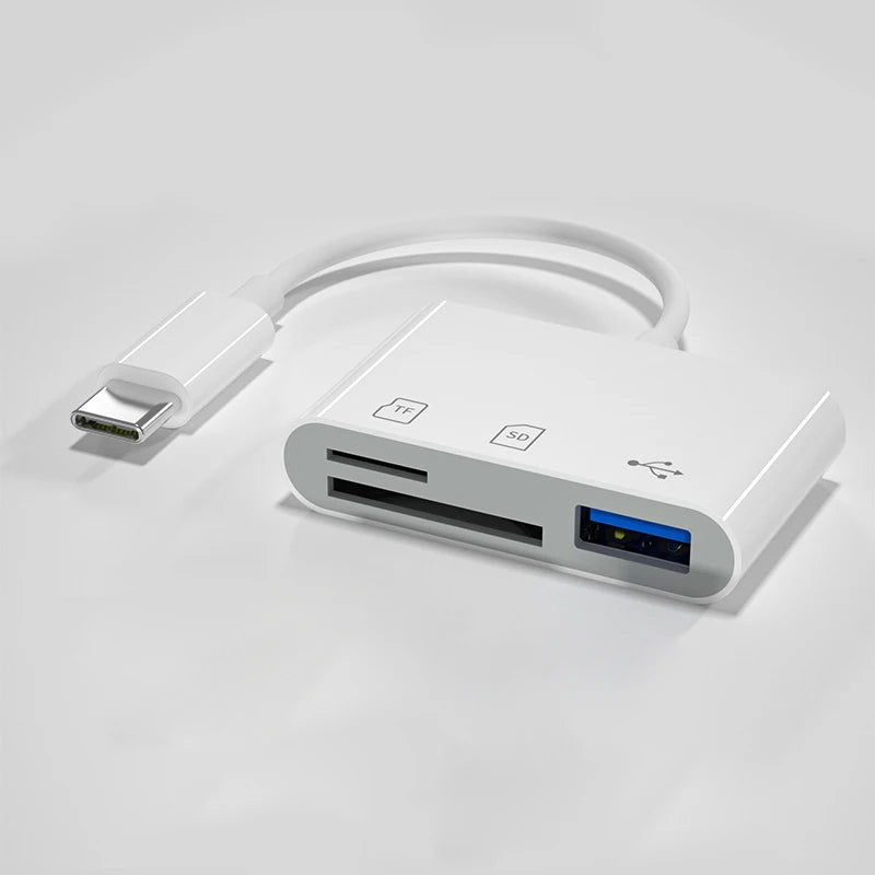 KUTOU 3 In 1 Adapter TF CF SD Memory Flash Card Reader USB Type C OTG - Loja Manuel Coelho