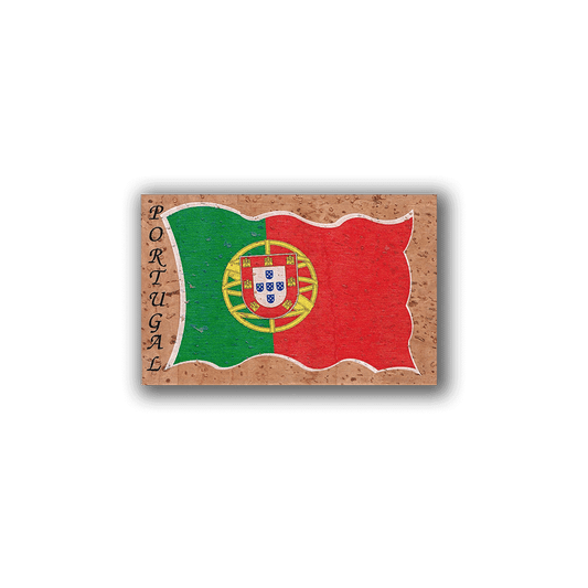Íman de cortiça com a bandeira de Portugal e o nome do país.