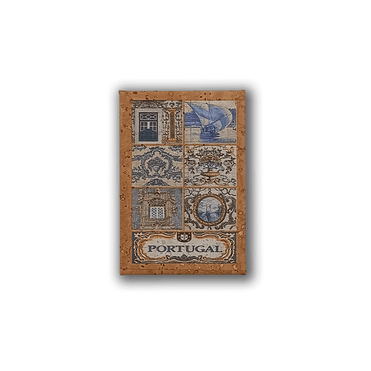 Íman de cortiça com azulejos portugueses tradicionais.