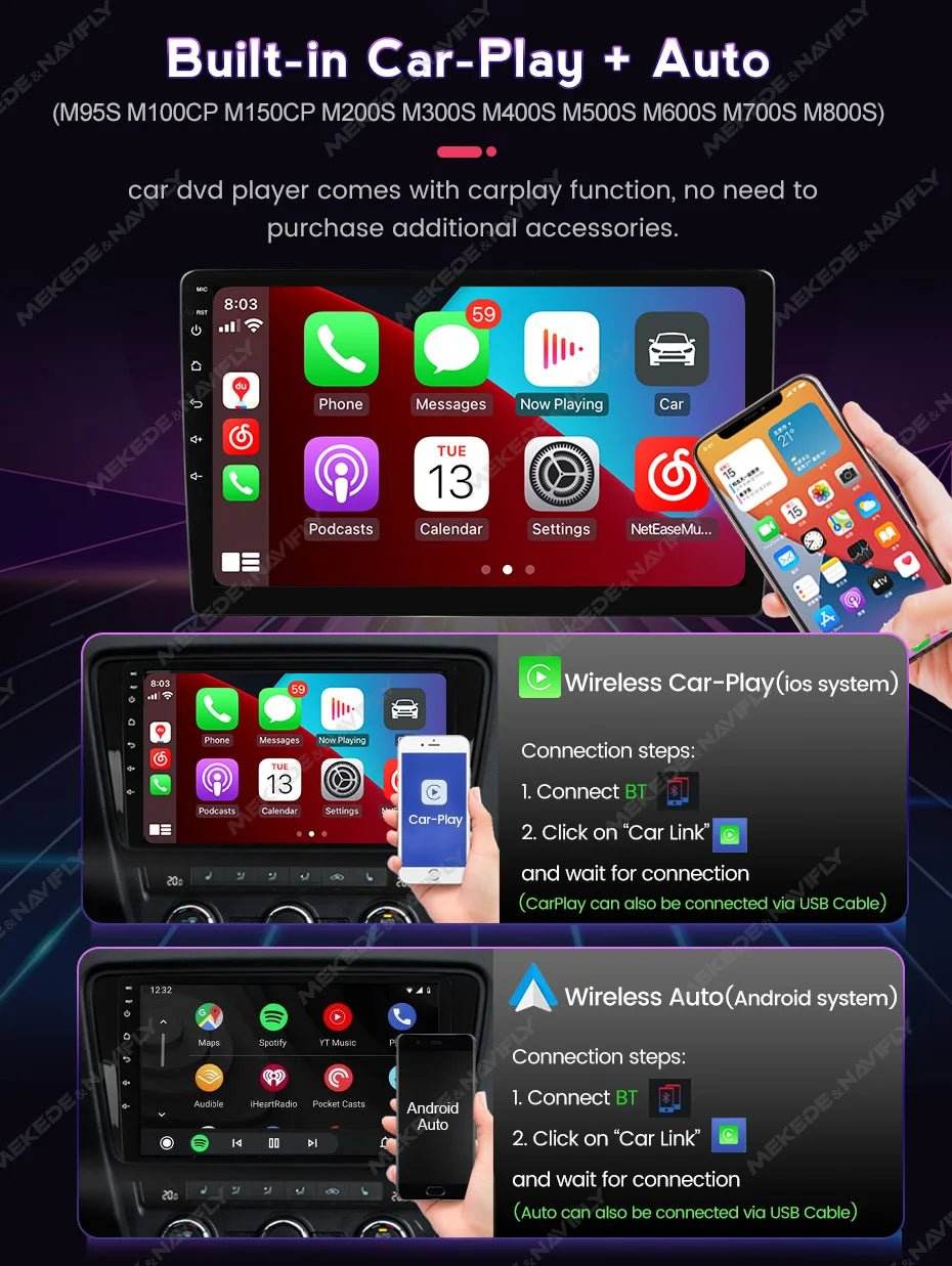 MEKEDE UIS7862S Car Radio Wireless Carplay for BMW, Benz - Loja Manuel Coelho