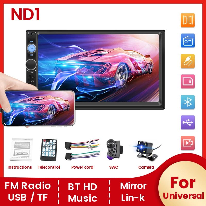 Navifly ND1 2 din Car Radio 7" HD Touch Screen Autoradio Multimedia Player Universal | Loja Manuel Coelho