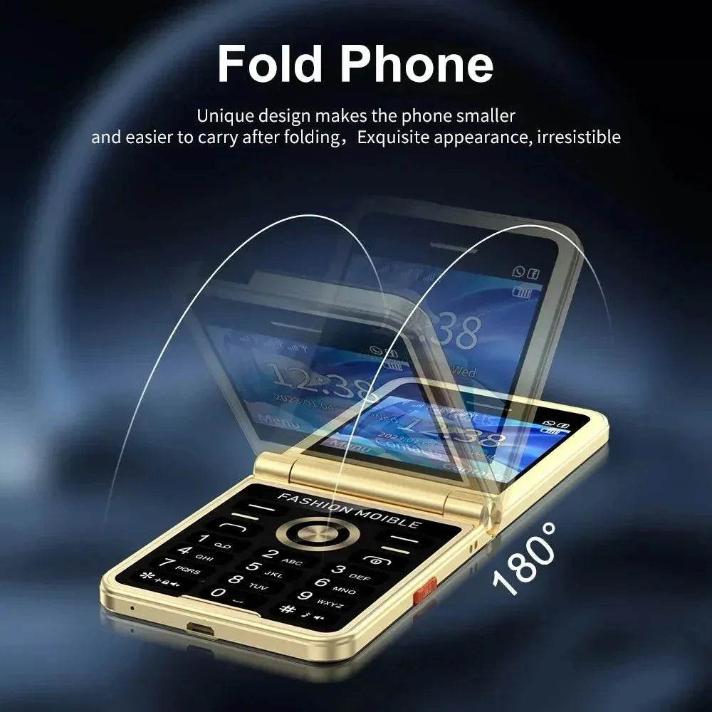 Mobile Phone New Flip 4 SIM Card Speed Dial Magic Voice - Loja Manuel Coelho