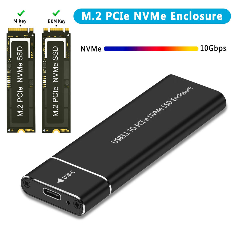 NEW M.2 NVMe SSD Enclosure Adapter 10Gbps USB C 3.1 Gen2 NVMe Case External - Loja Manuel Coelho