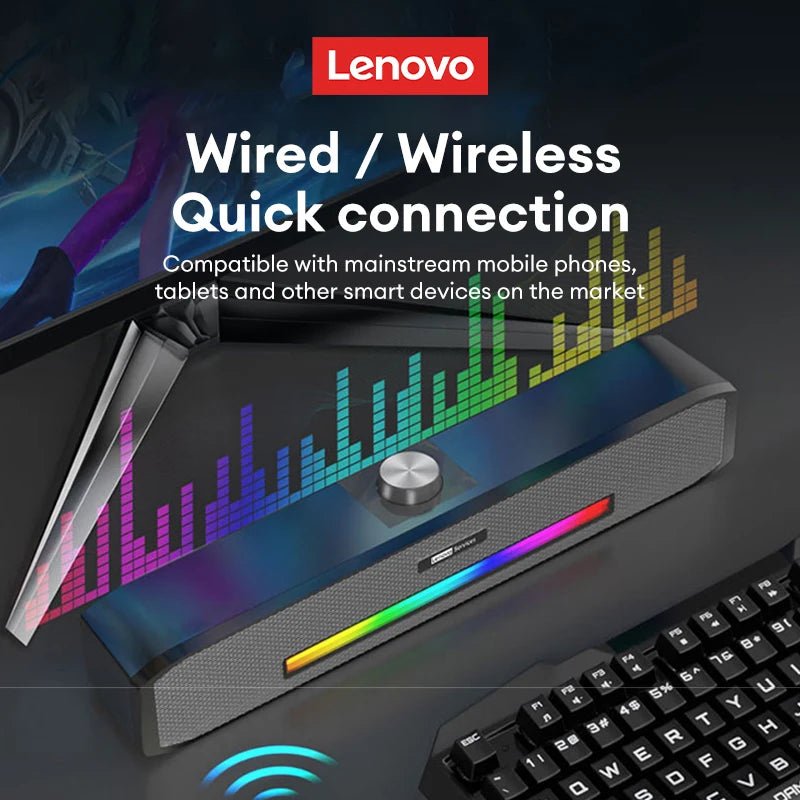 Original Lenovo TS33 Wired and Bluetooth 5.0 Speaker 360 Home Movie Surround Sound Bar - Loja Manuel Coelho