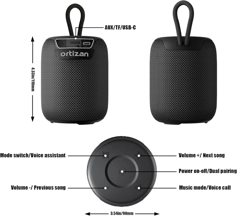 Ortizan Bluetooth Speakers, Portable Wireless Speaker with Bluetooth 5.3, IPX7 Waterproof - Loja Manuel Coelho