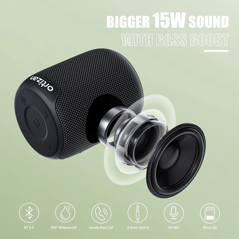 Ortizan Bluetooth Speakers, Portable Wireless Speaker with Bluetooth 5.3, IPX7 Waterproof - Loja Manuel Coelho