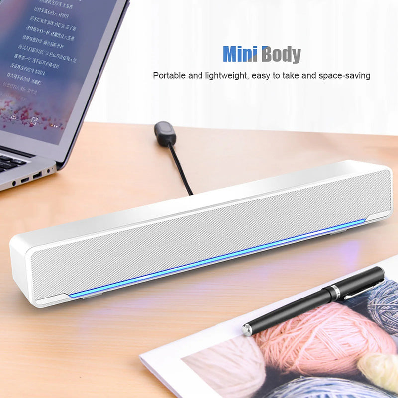 Portable Soundbar USB Wired Stereo Soundbar Music Player Bass Surround Sound Box - Loja Manuel Coelho