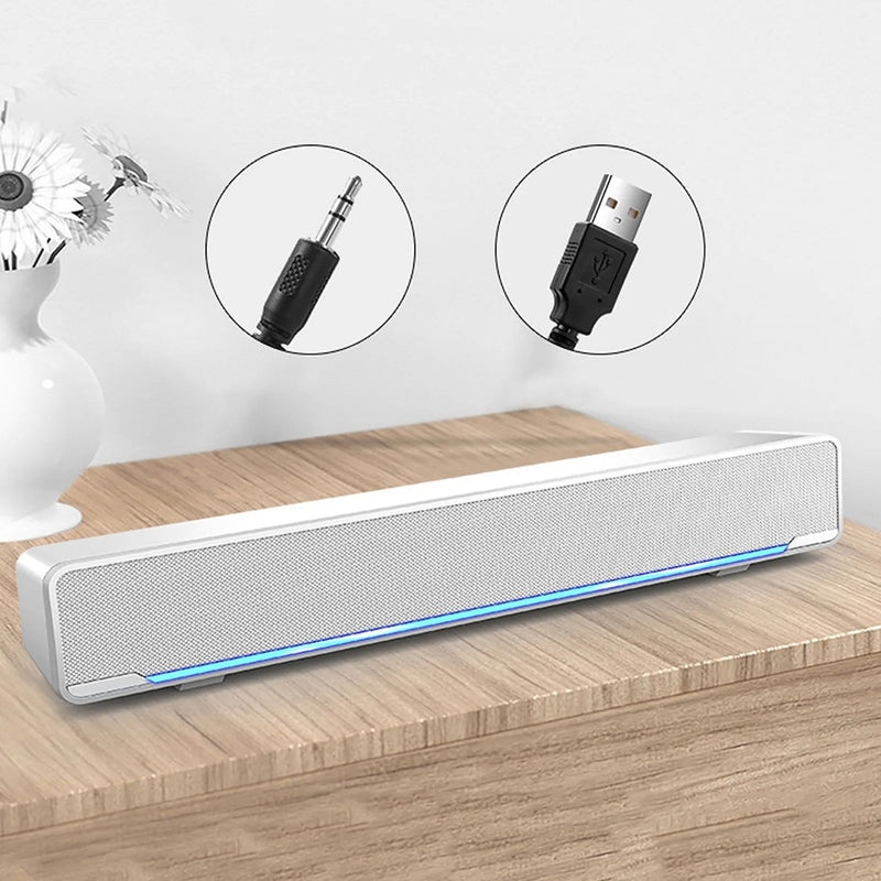 Portable Soundbar USB Wired Stereo Soundbar Music Player Bass Surround Sound Box - Loja Manuel Coelho