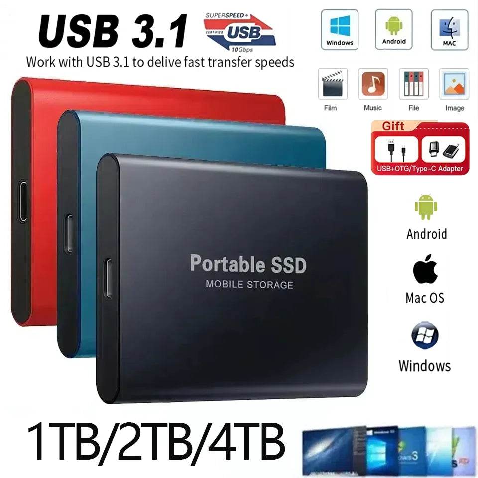 Portable SSD 1TB 2TB High Speed External Hard Drive USB3.1 Type-C Interface - Loja Manuel Coelho