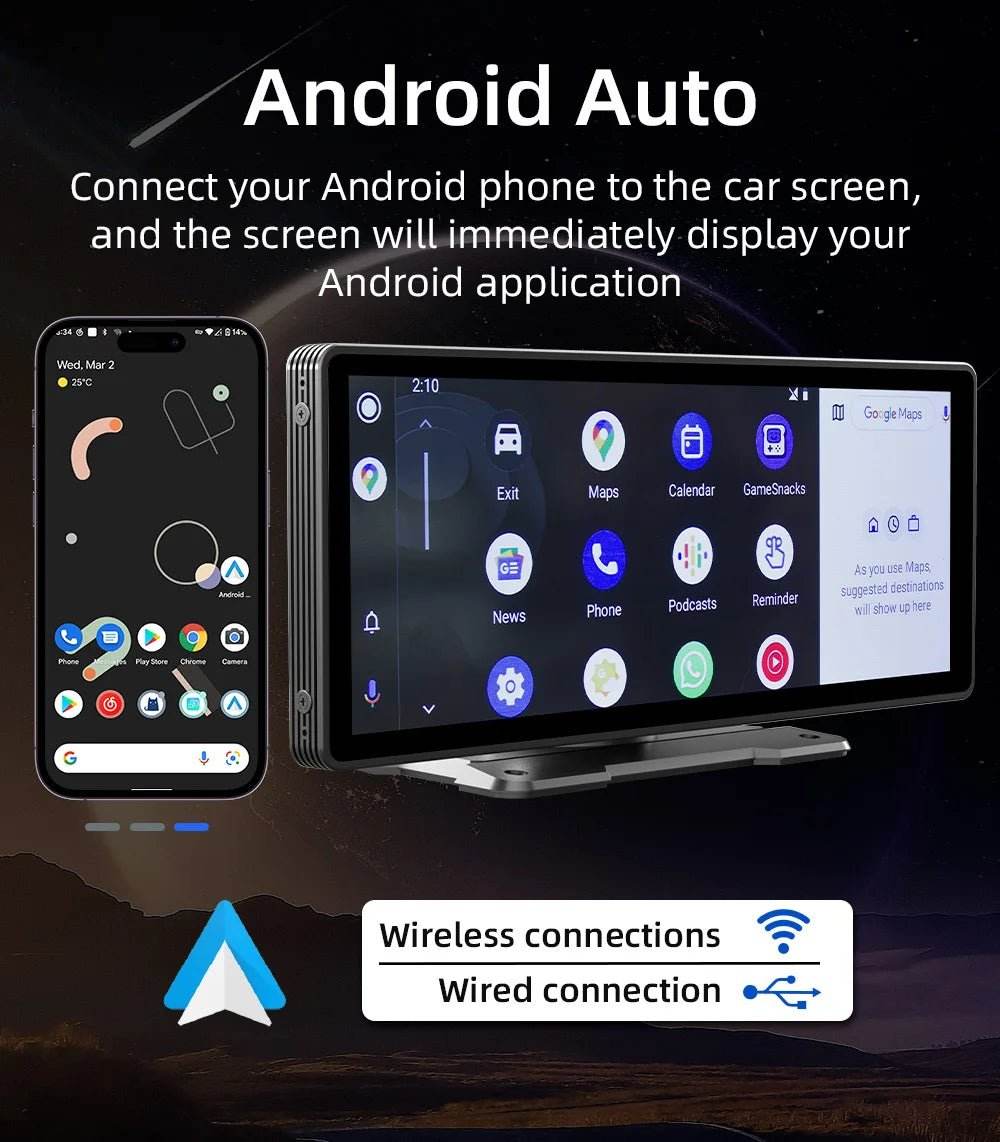 Portable Wireless Carplay Screen BQCC 10.26 Inch HD Rear Reversing Camera - Loja Manuel Coelho