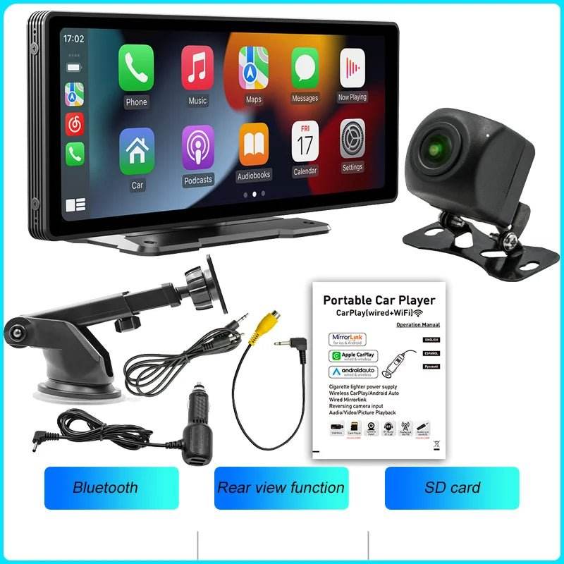 Portable Wireless Carplay Screen BQCC 10.26 Inch HD Rear Reversing Camera - Loja Manuel Coelho