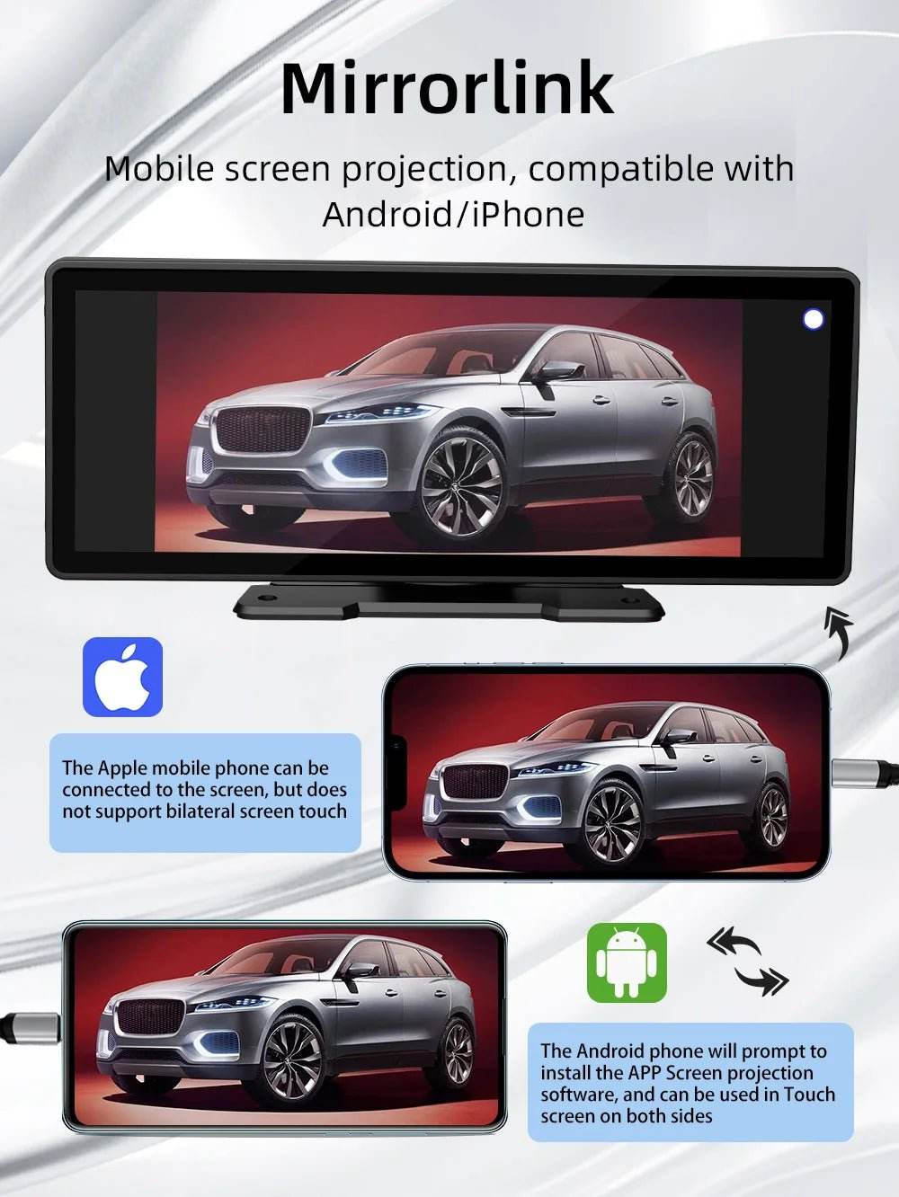 Portable Wireless Carplay Screen BQCC 10.26 Inch HD Rear Reversing Camera - Loja Manuel Coelho