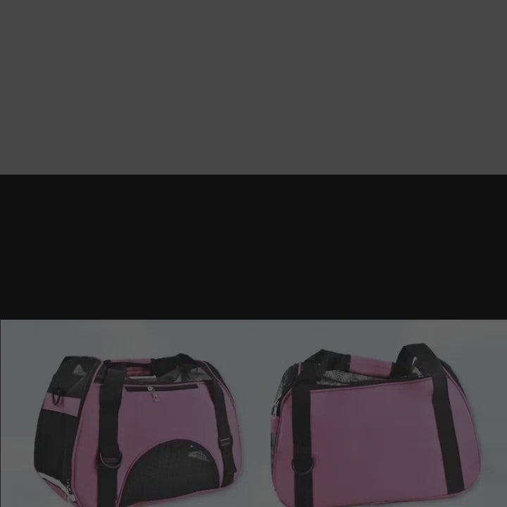 Cat Transport Bag Portable Foldable Handbag in pink with secure handles and mesh panels for easy pet travel.