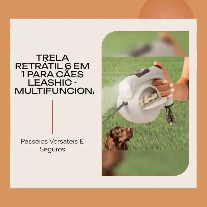 Trela Retr&aacute;til 6 em 1 para C&atilde;es Leashic - Multifuncional by@Outfy