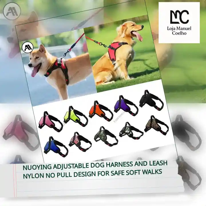 NUOYING Adjustable Dog Harness And Leash Nylon No Pull Design For Safe Soft Walks by@Outfy