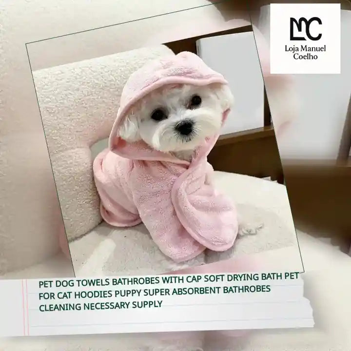 Pet Dog Towels Bathrobes With Cap Soft Drying Bath Pet For Cat Hoodies Puppy Super Absorbent Bathrobes Cleaning Necessary Supply by@Outfy