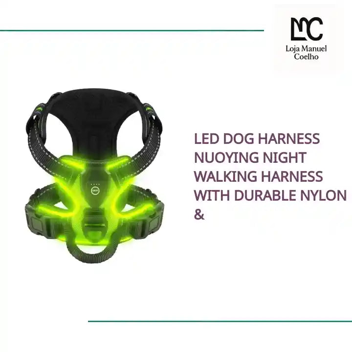 LED Dog Harness Nuoying Night Walking Harness with Durable Nylon &amp; by@Outfy