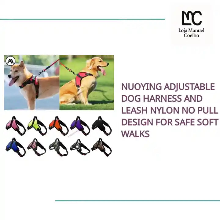 NUOYING Adjustable Dog Harness And Leash Nylon No Pull Design For Safe Soft Walks by@Outfy