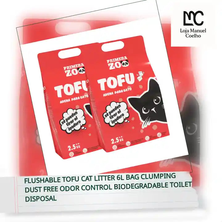 Flushable Tofu Cat Litter 6L Bag Clumping Dust Free Odor Control Biodegradable Toilet Disposal by@Outfy
