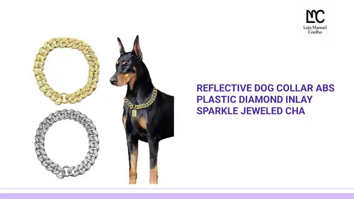 Reflective Dog Collar ABS Plastic Diamond Inlay Sparkle Jeweled Cha by@Outfy