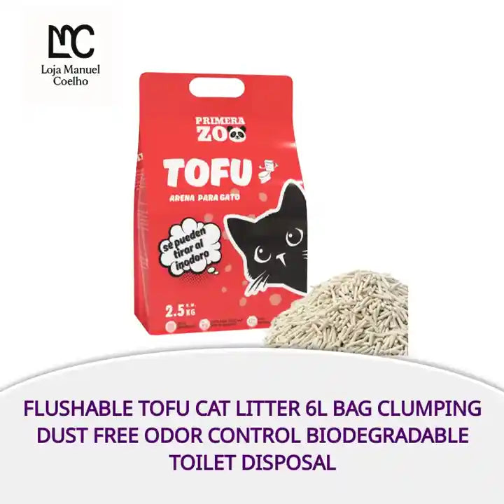 Flushable Tofu Cat Litter 6L Bag Clumping Dust Free Odor Control Biodegradable Toilet Disposal by@Outfy