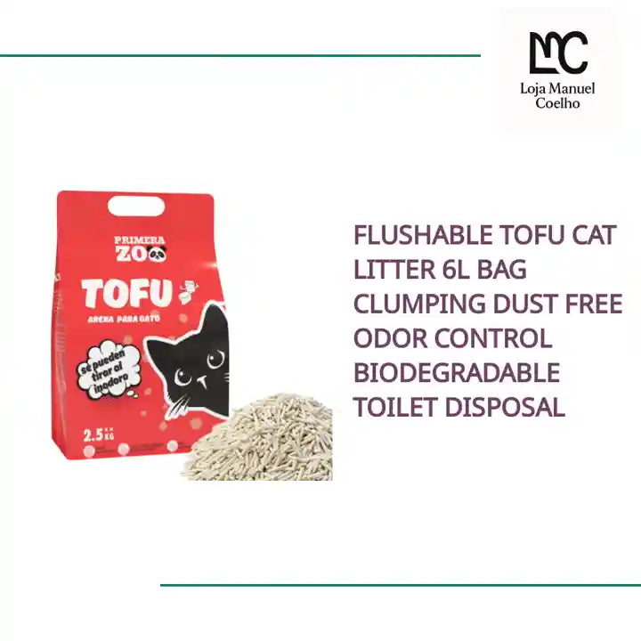 Flushable Tofu Cat Litter 6L Bag Clumping Dust Free Odor Control Biodegradable Toilet Disposal by@Outfy