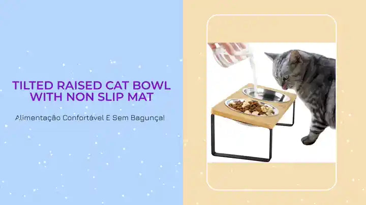 tilted raised cat bowl with non slip mat by@Outfy