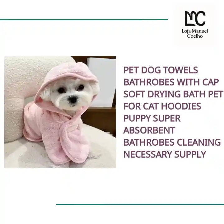 Pet Dog Towels Bathrobes With Cap Soft Drying Bath Pet For Cat Hoodies Puppy Super Absorbent Bathrobes Cleaning Necessary Supply