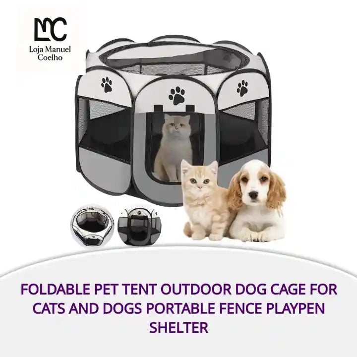 Foldable Pet Tent Outdoor Dog Cage For Cats And Dogs Portable Fence Playpen Shelter by@Outfy