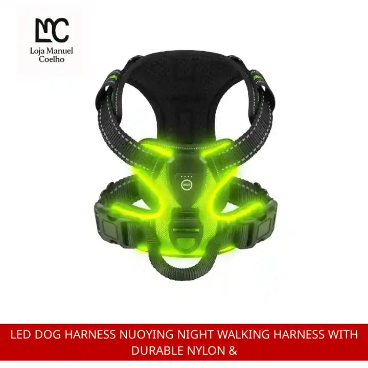 LED Dog Harness Nuoying Night Walking Harness with Durable Nylon &amp; by@Outfy