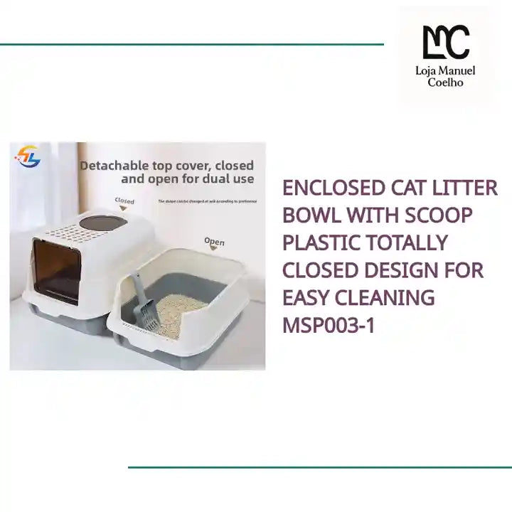 Enclosed Cat Litter Bowl With Scoop Plastic Totally Closed Design For Easy Cleaning MSP003-1 by@Outfy