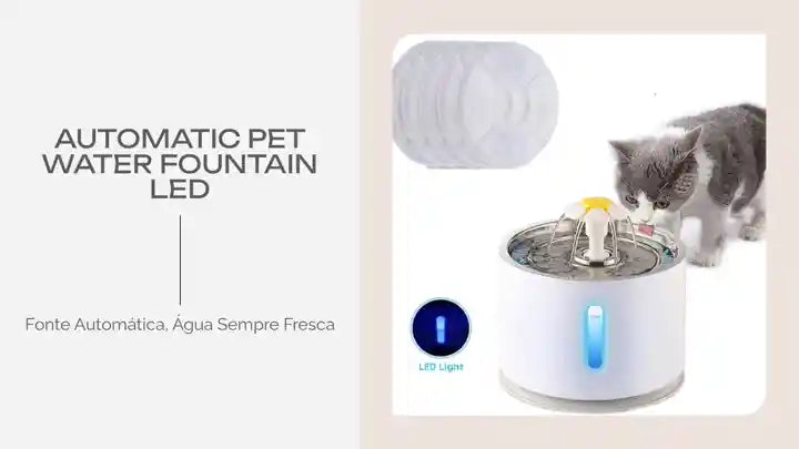 automatic pet water fountain LED with cat drinking and LED light feature