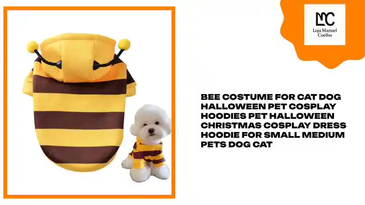Bee Costume For Cat Dog Halloween Pet Cosplay Hoodies Pet Halloween Christmas Cosplay Dress Hoodie for Small Medium Pets Dog Cat