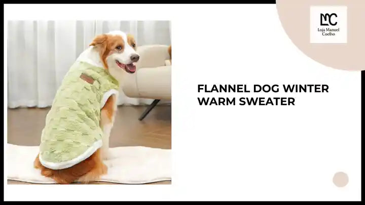 Flannel dog winter warm sweater on a cute dog in a cozy indoor setting.