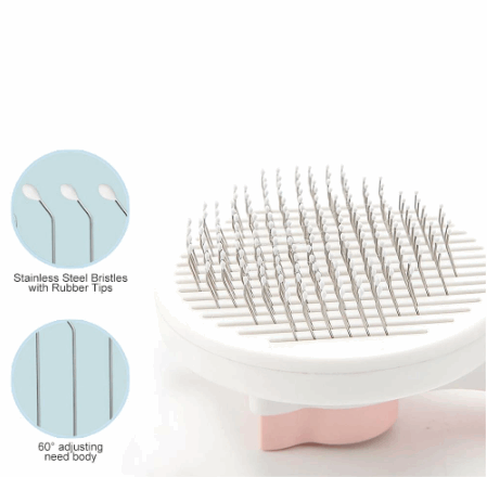 Pente para mascotes TPR + ABS + agujas de acero inoxidable.