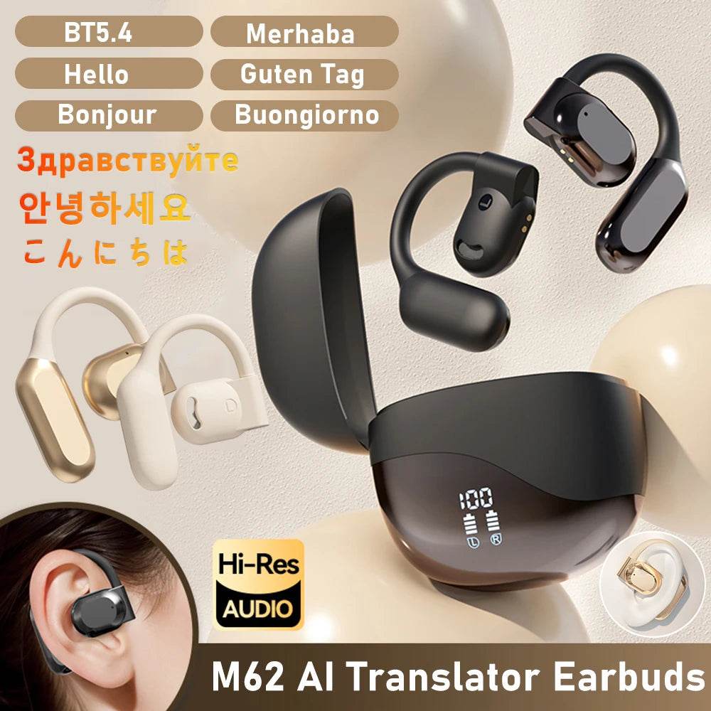 Real Time AI Translator Earbuds Bluetooth-Compatible 5.4 - Loja Manuel Coelho