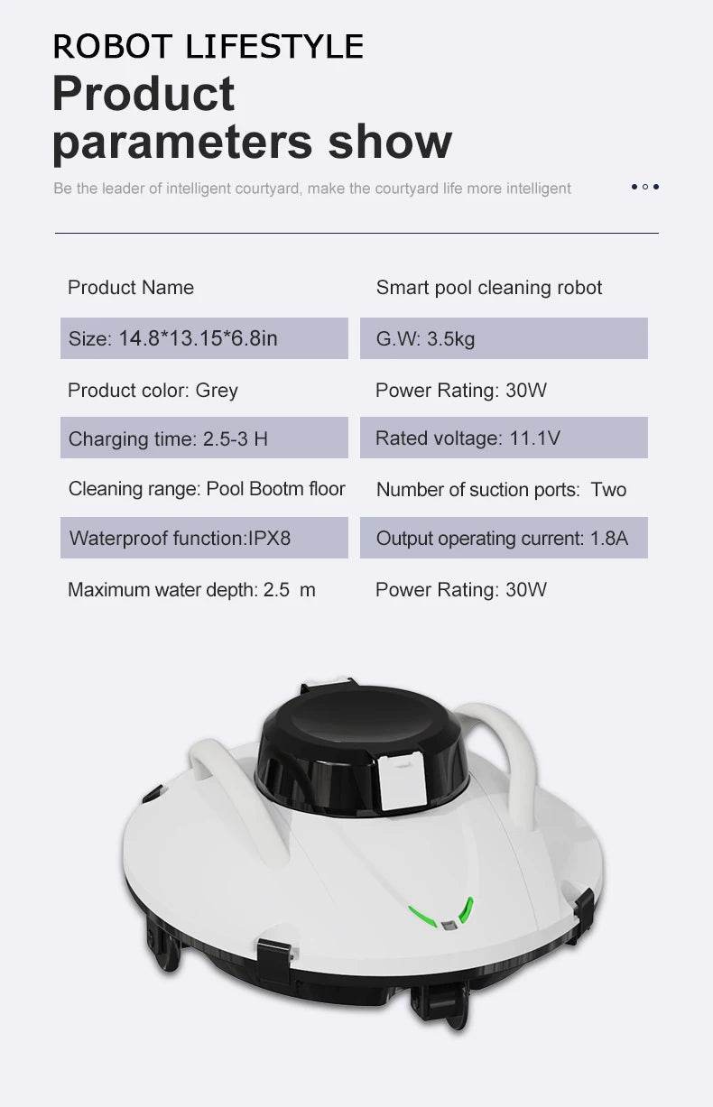 Cordless Robot Vacuum Cleaner for Pool - 5000mAh - Loja Manuel Coelho