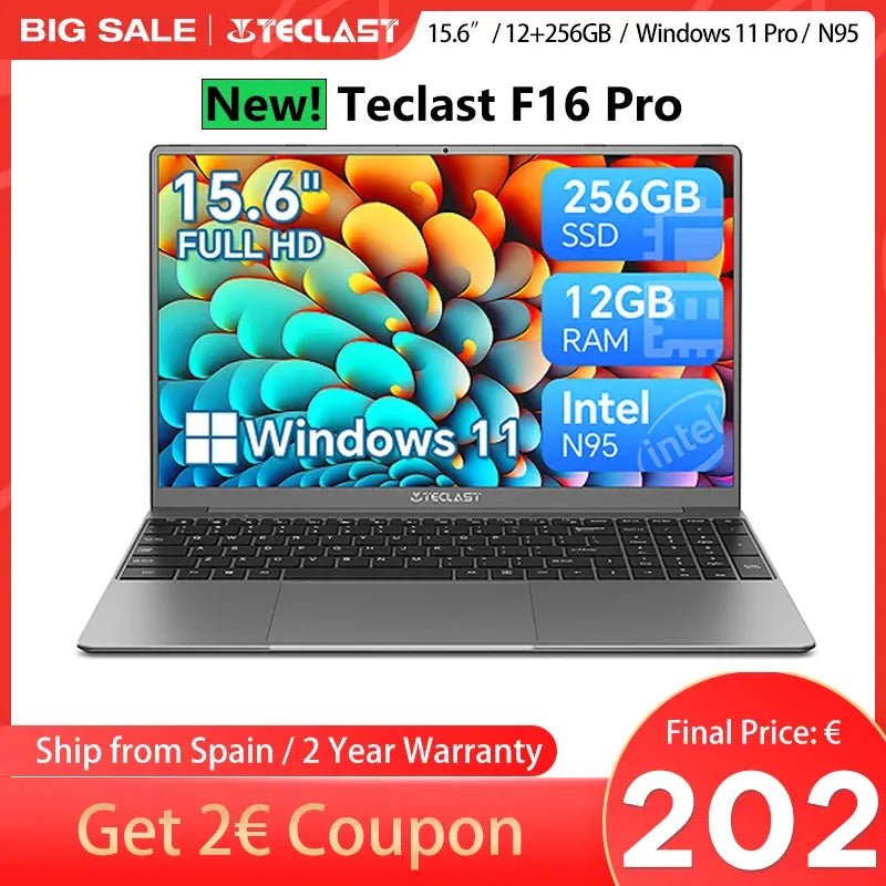 Teclast F16Pro Laptop 15.6" FHD 12GB RAM 256GB SSD - Loja Manuel Coelho