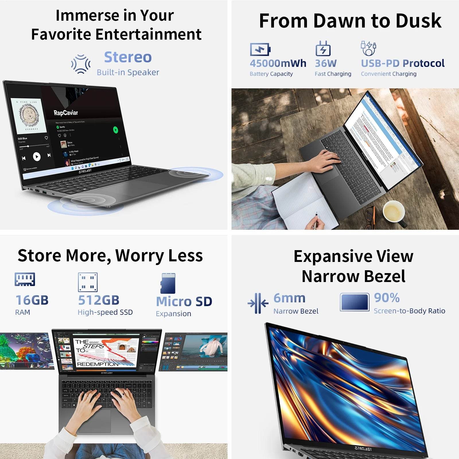 Teclast F17Plus 17.3 inch Laptop Intel N95 16GB RAM 512GB SSD Windows 11 Notebook - Loja Manuel Coelho