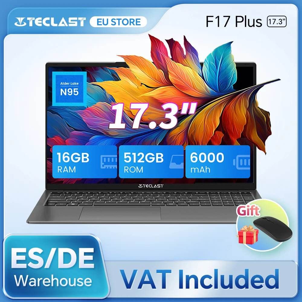 Teclast F17Plus 17.3 inch Laptop Intel N95 16GB RAM 512GB SSD Windows 11 Notebook - Loja Manuel Coelho