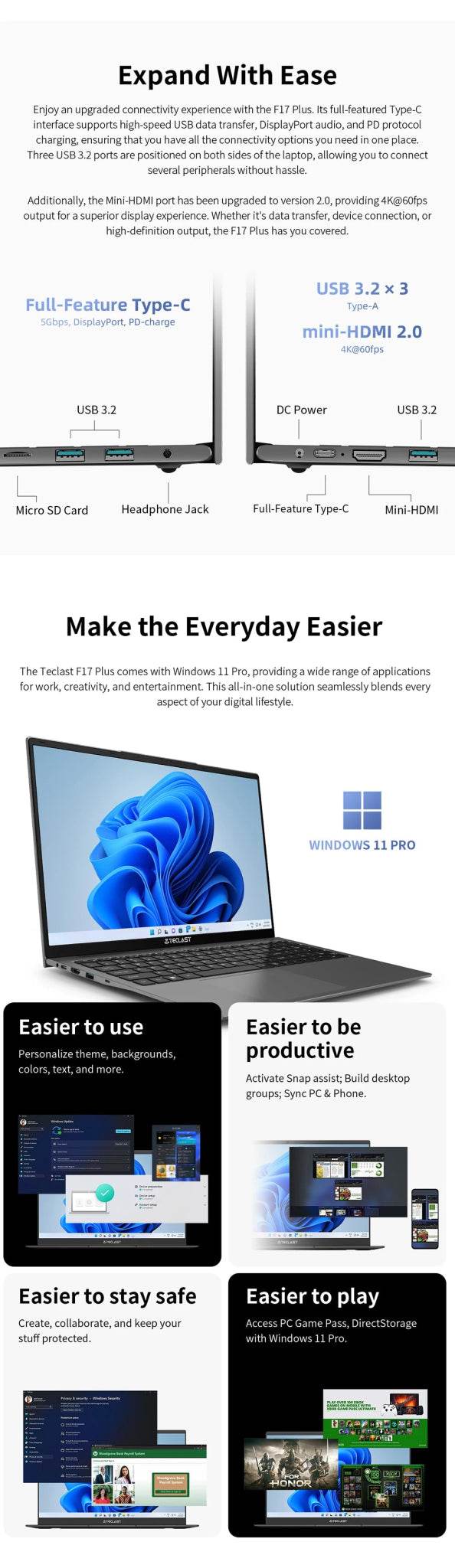 Teclast F17Plus 17.3 inch Laptop Intel N95 16GB RAM 512GB SSD Windows 11 Notebook - Loja Manuel Coelho