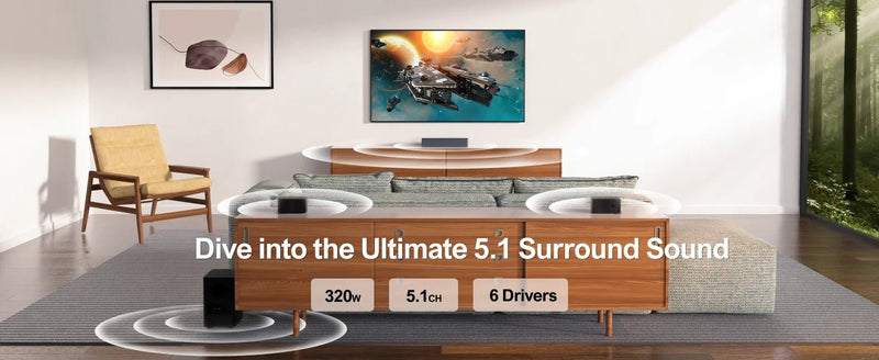 ULTIMEA 320W 5.1 Soundbar with Wireless Subwoofer & 2 Surround Speakers - Loja Manuel Coelho